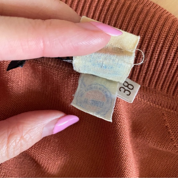 Vintage givenchy 70’s polo collar sweater top copper tan - Picture 12 of 12